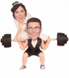 Bride sit on barbell Cake Toppers